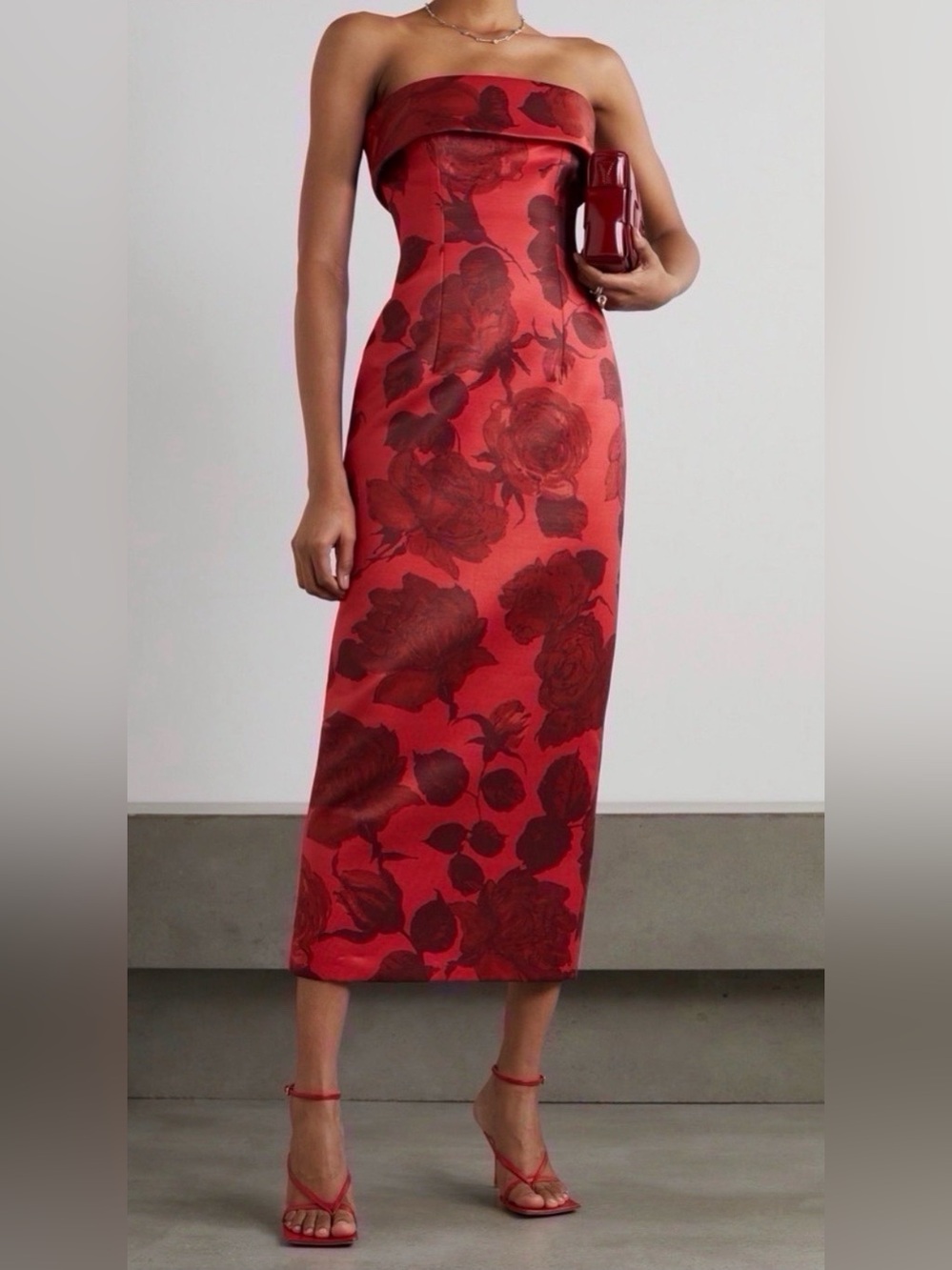 EMILIA WICKSTEAD Red Roses KEELEY DRESS SIZE 8 / $1912